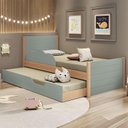Ver imagem 1 de Bicama com Cama Auxiliar Infantil Woody Casatema MadeiraOriginals Verde/Menta/Nature