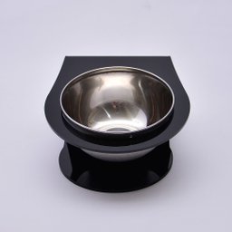 Comedouro Individual para Pets em Acrílico Preto com Tigela em Inox - 1