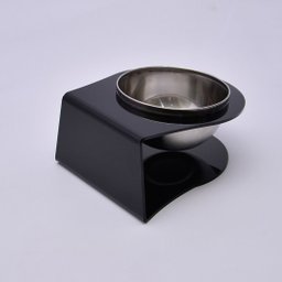 Comedouro Individual para Pets em Acrílico Preto com Tigela em Inox - 4