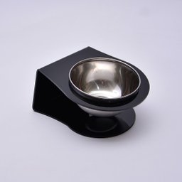 Comedouro Individual para Pets em Acrílico Preto com Tigela em Inox - 2