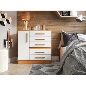 Cômoda Advantage 5 Gavetas 1 Sapateira Cor Frejo/ Off-white Marca Batrol