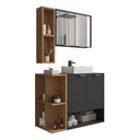 Ver imagem 2 de Gabinete Banheiro Ibiza 2 Portas Cuba e Armario Espelheira Preto/Marromle
