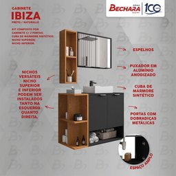 Gabinete Banheiro Ibiza 2 Portas Cuba e Armario Espelheira - 6