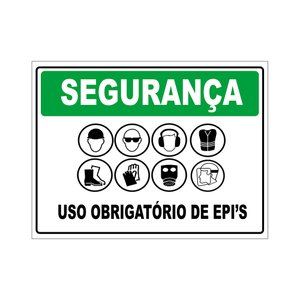 Placa Epi - Uso Obrigatório Segurança Sinalização 20x30cm Tacolado 10 Unidades
