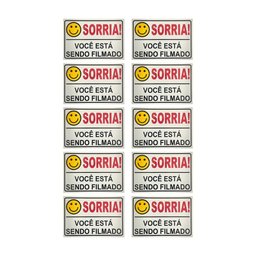 Kit 10 Placa de Sinalização Comercial Você Está Sendo Filmado 10x15cm em Alumínio - Acton - 1
