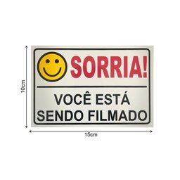 Kit 10 Placa de Sinalização Comercial Você Está Sendo Filmado 10x15cm em Alumínio - Acton - 2