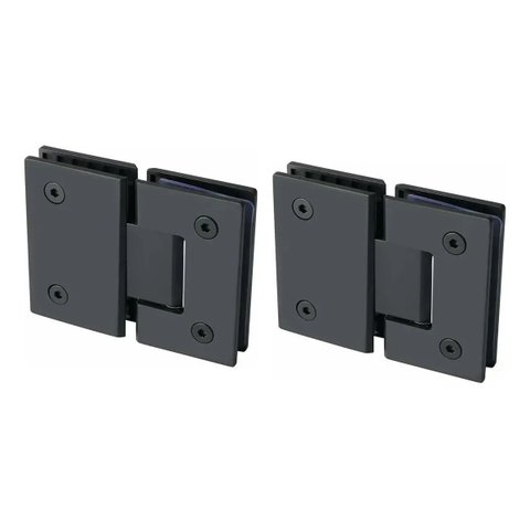 Dobradiça Inox GV48 180°1010 para Porta de Vidro e Box - Vidro/Vidro Preta 2un