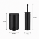 Ver imagem 5 de Kit Lixeira 3L com Pedal e Escova Sanitária Fechamento Suave Banheiro Premium Inox Preto Brinovar