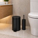 Ver mais imagens de Kit Lixeira 3L com Pedal e Escova Sanitária Fechamento Suave Banheiro Premium Inox Preto Brinovar