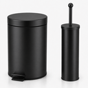 Ver imagem 1 de Kit Lixeira 3L com Pedal e Escova Sanitária Fechamento Suave Banheiro Premium Inox Preto Brinovar