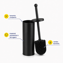 Ver imagem 3 de Kit Lixeira 3L com Pedal e Escova Sanitária Fechamento Suave Banheiro Premium Inox Preto Brinovar