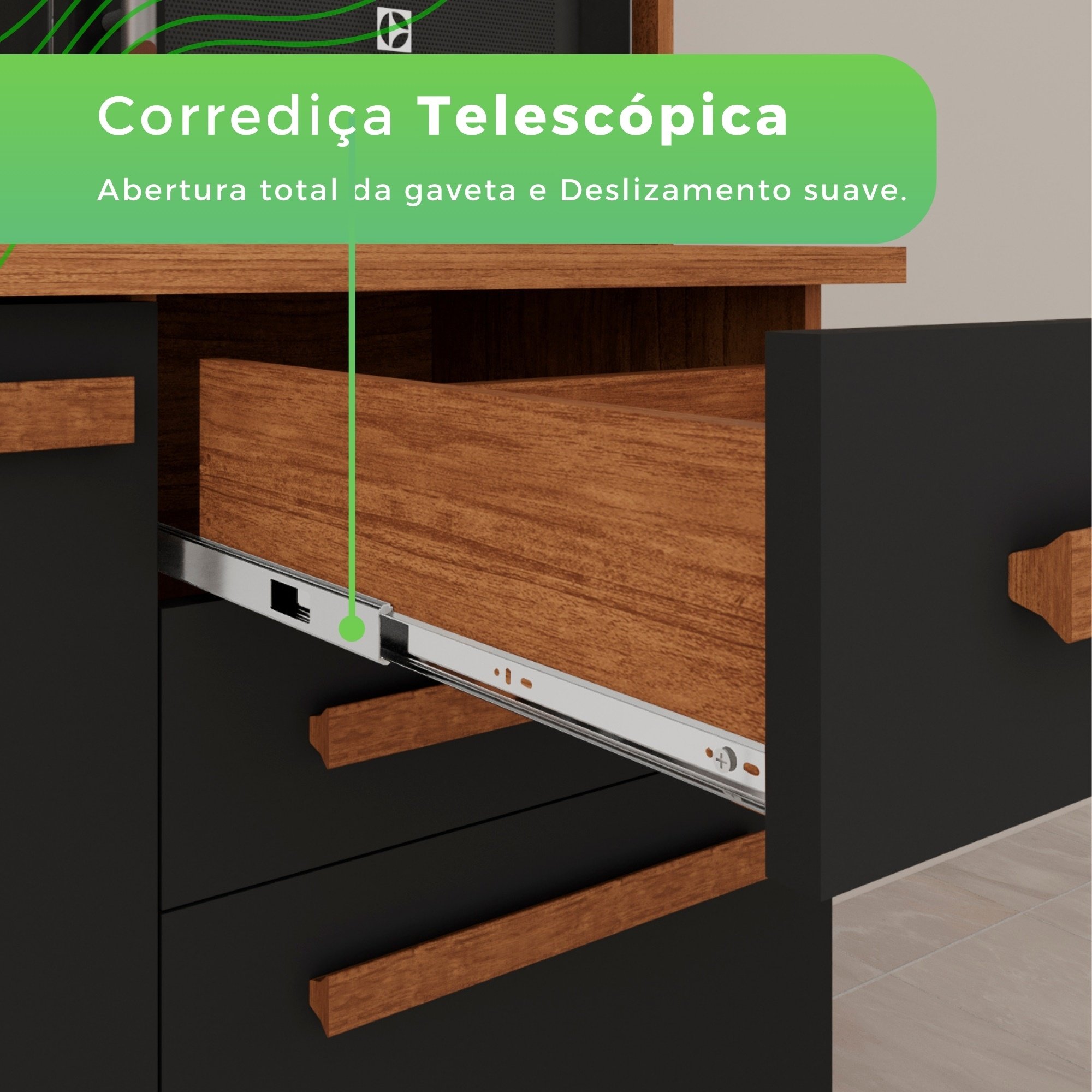 Armário de Cozinha 6 Portas 2 Gavetas Alexia Top  - 8