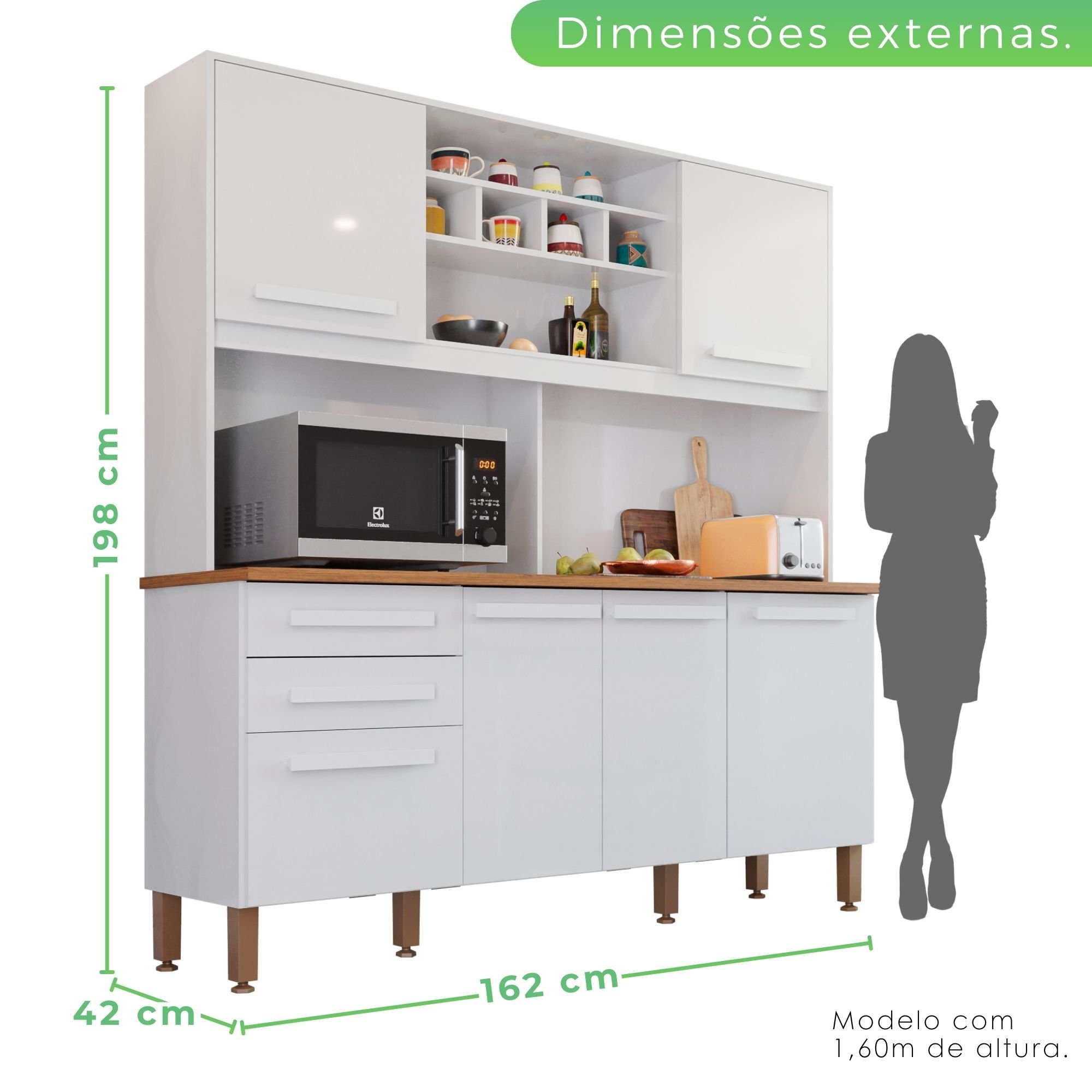 Armário para Cozinha 6 Portas 2 Gavetas Luna Plus  - 7
