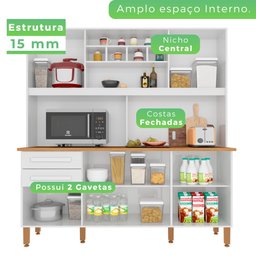 Armário para Cozinha 6 Portas 2 Gavetas Luna Plus  - 5