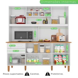 Armário para Cozinha 6 Portas 2 Gavetas Luna Plus  - 4
