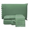 Jogo Cama Lençol Loren Casal Padrão Bordado Inglês Micro Percal 300 Fios 4 Peças - Verde - 1