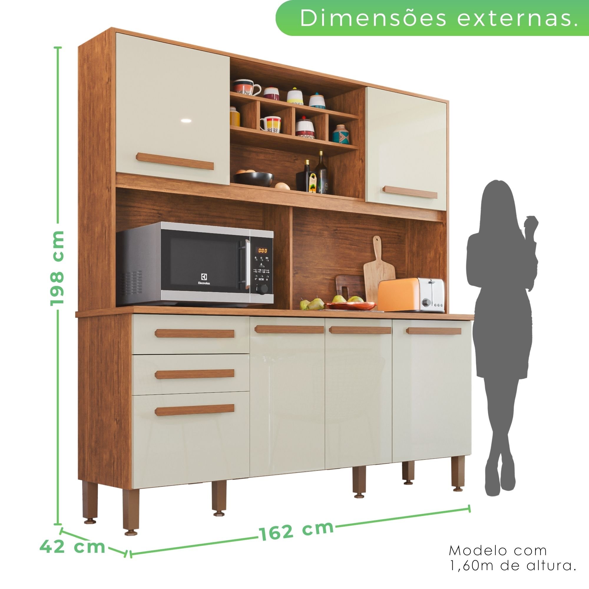 Armário para Cozinha 6 Portas 2 Gavetas Luna Plus  - 7