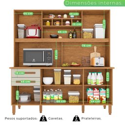 Armário para Cozinha 6 Portas 2 Gavetas Luna Plus  - 4