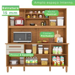Armário para Cozinha 6 Portas 2 Gavetas Luna Plus  - 5