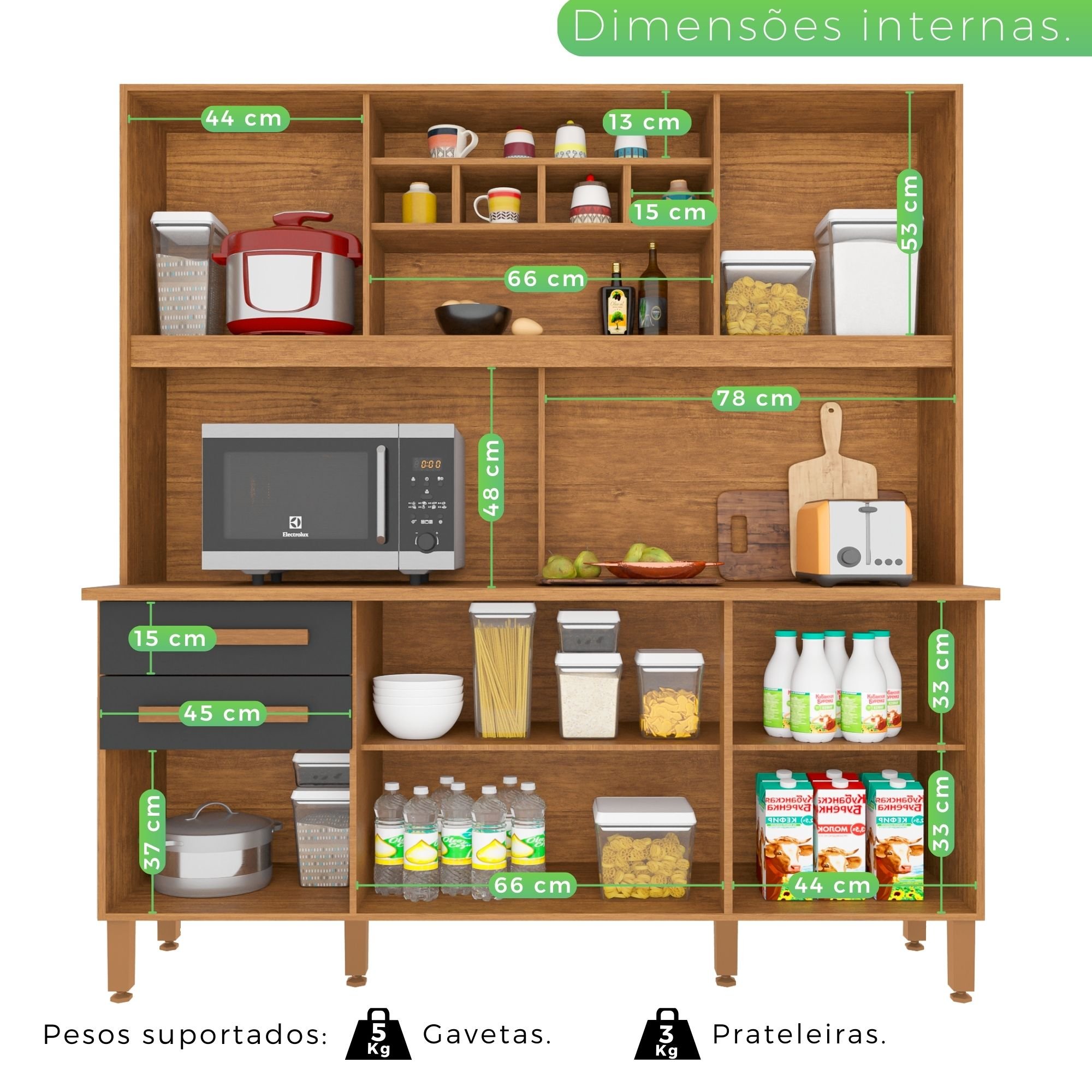 Armário para Cozinha 6 Portas 2 Gavetas Luna Plus  - 5