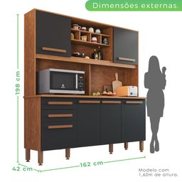 Armário para Cozinha 6 Portas 2 Gavetas Luna Plus  - 6