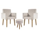 Ver imagem 1 de Kit 2 Poltronas Decorativa Consultorio Nina com Puff Balaqui Cor:bege