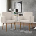 Ver imagem 2 de Kit 2 Poltronas Decorativa Consultorio Nina com Puff Balaqui Cor:bege
