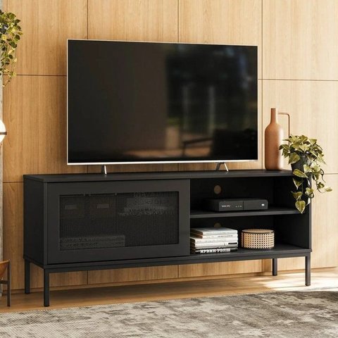 Rack para TV até 55 Polegadas MDF 135cm 1 Porta Buriti Olivar Móveis Preto