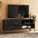 Ver imagem 1 de Rack para TV até 55 Polegadas MDF 135cm 1 Porta Buriti Olivar Móveis Preto