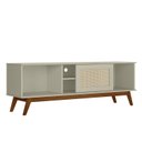 Ver imagem 4 de Rack Retrô para TV até 60 Polegadas MDF 162cm Pés em Madeira Maciça Palinha Panama Móveis Bege