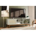 Ver imagem 6 de Rack Retrô para TV até 60 Polegadas MDF 162cm Pés em Madeira Maciça Palinha Panama Móveis Bege