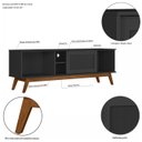 Ver imagem 5 de Rack Retrô para TV até 60 Polegadas MDF 162cm Pés em Madeira Maciça Palinha Panama Móveis Preto