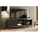 Ver imagem 6 de Rack Retrô para TV até 60 Polegadas MDF 162cm Pés em Madeira Maciça Palinha Panama Móveis Preto