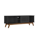 Ver imagem 4 de Rack Retrô para TV até 60 Polegadas MDF 162cm Pés em Madeira Maciça Palinha Panama Móveis Preto