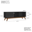 Ver imagem 3 de Rack Retrô para TV até 60 Polegadas MDF 162cm Pés em Madeira Maciça Palinha Panama Móveis Preto