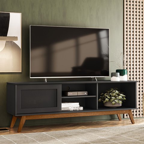 Rack para TV até 60 Polegadas Pés em Madeira Maciça com Palinha Retrô Panama  Móveis