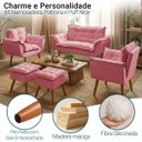 Ver imagem 6 de Kit Namoradeira 2 Poltronas e 2 Puffs Confortável para Sala Recepção Manicure Alice Suede