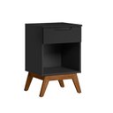 Ver imagem 2 de Mesa de Cabeceira Solteiro Retrô 1 Gaveta Alpi Preto/Branco/Jatobá