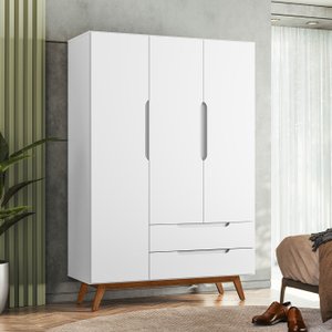 Guarda Roupa Solteiro Retrô 3 Portas 2 Gavetas Alpi