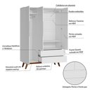 Ver imagem 5 de Guarda Roupa Solteiro Retrô 3 Portas 2 Gavetas Alpi