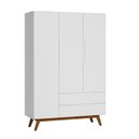 Ver imagem 3 de Guarda Roupa Solteiro Retrô 3 Portas 2 Gavetas Alpi Branco
