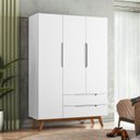 Ver imagem 1 de Guarda Roupa Solteiro Retrô 3 Portas 2 Gavetas Alpi Branco