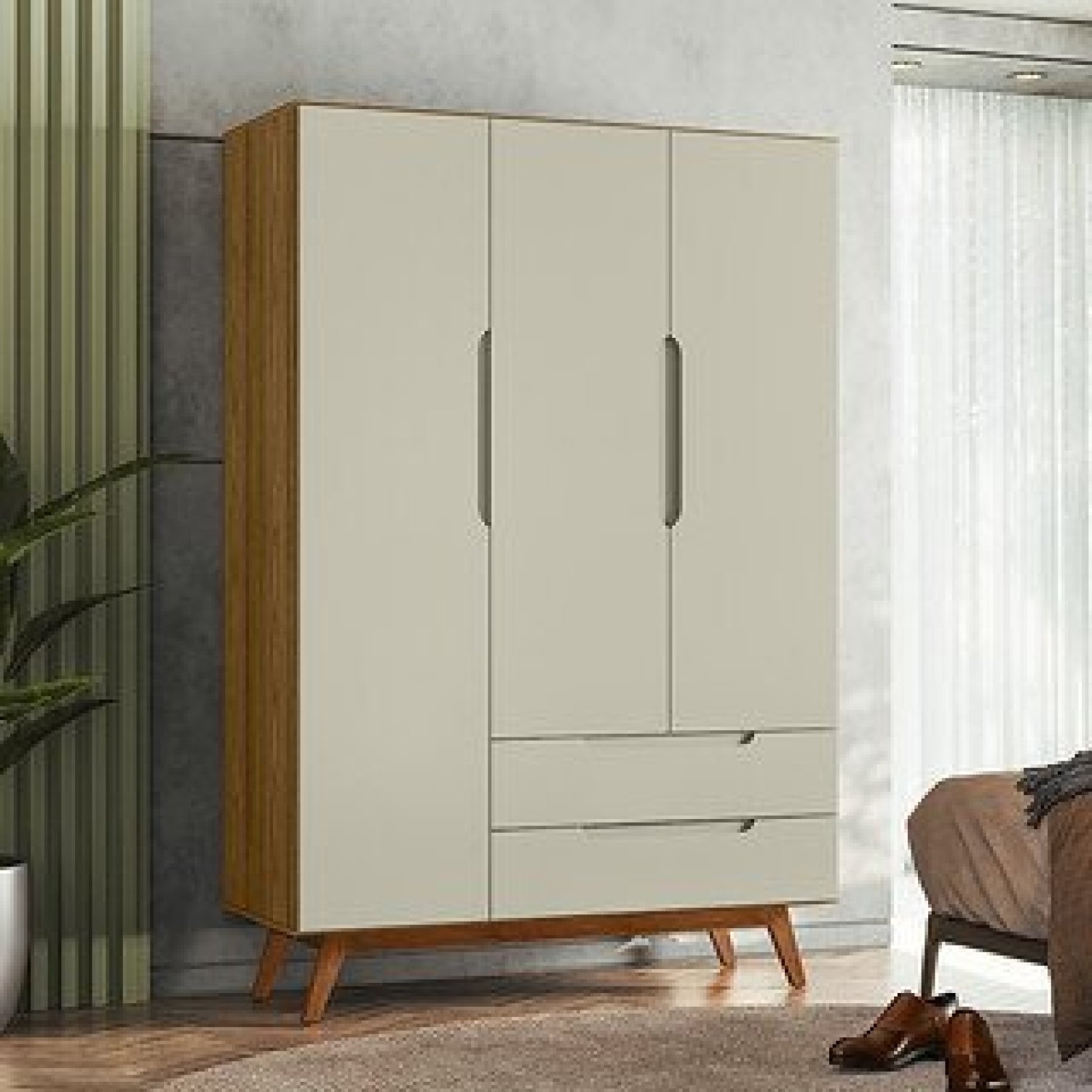 Guarda Roupa Solteiro Retrô 3 Portas 2 Gavetas Alpi | MadeiraMadeira