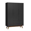 Ver imagem 3 de Guarda Roupa Solteiro Retrô 3 Portas 2 Gavetas Alpi Preto