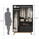 Ver imagem 6 de Guarda Roupa Solteiro Retrô 3 Portas 2 Gavetas Alpi Preto