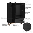 Ver imagem 5 de Guarda Roupa Solteiro Retrô 3 Portas 2 Gavetas Alpi