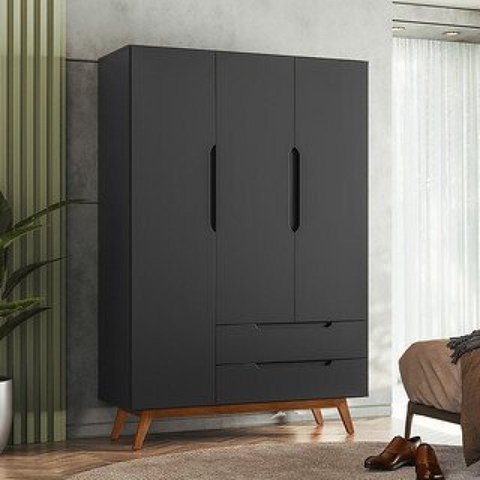 Guarda Roupa Solteiro Retrô 3 Portas 2 Gavetas Alpi