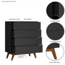 Ver imagem 5 de Cômoda Solteiro Retrô 4 Gavetas Alpi