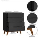 Ver imagem 5 de Cômoda Solteiro Retrô 4 Gavetas Alpi Preto