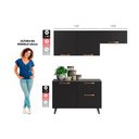 Ver imagem 2 de Kit de Cozinha Completa 3 Peças Thela Emília (2 Armários + 1 Balcão) Preto - Telasul